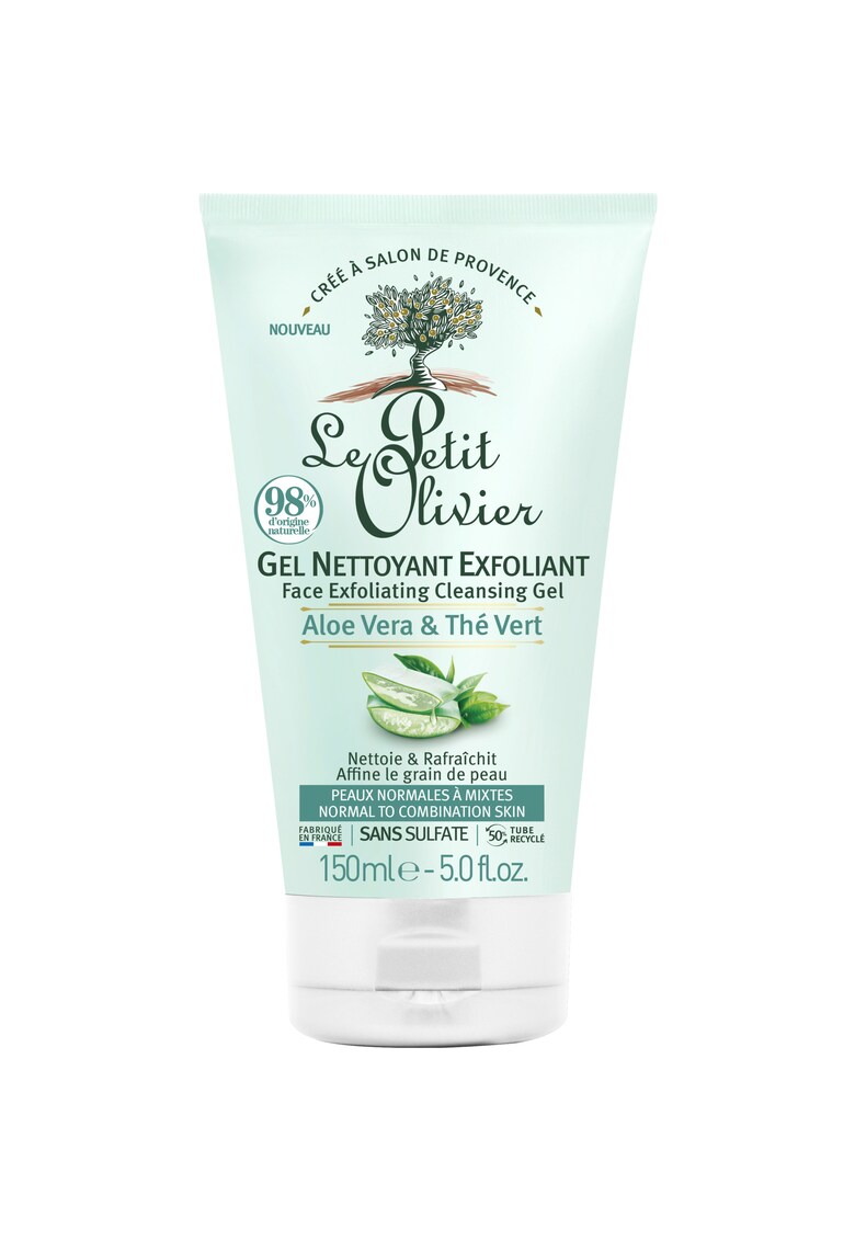 Gel curatare exfoliant pentru fata cu aloe vera&ceai verde pentru ten normal&mixt - 150 ml