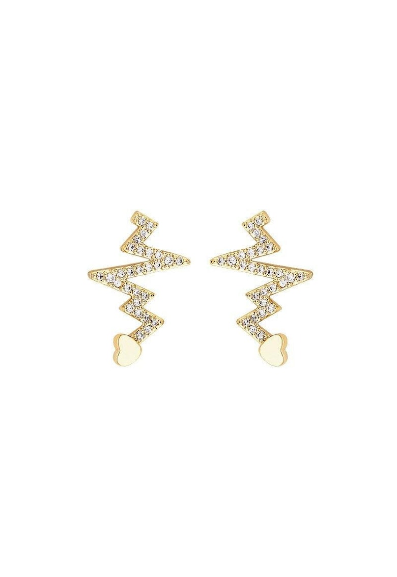 Cercei aurii - cu pietre - forma zig-zag - Athalia C18 -