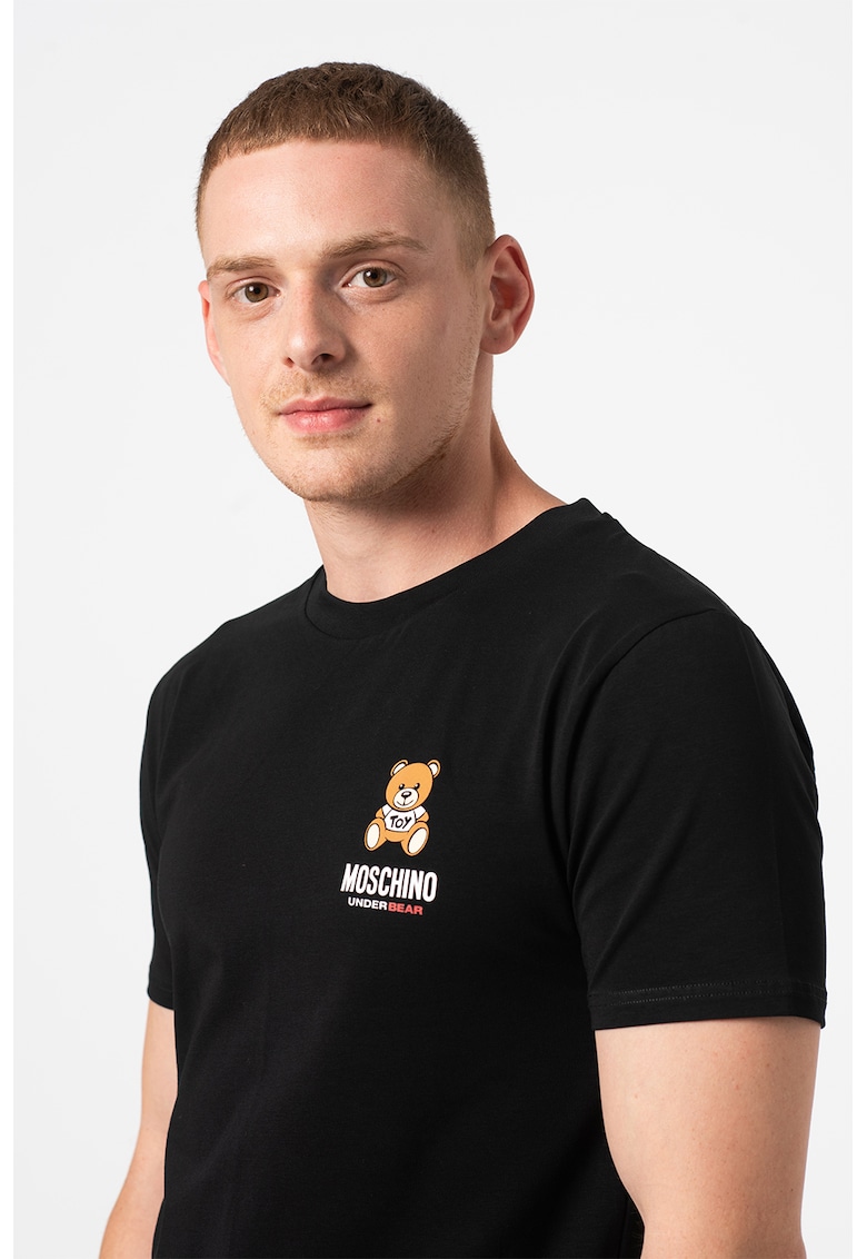 Домашна тениска с овално деколте и лого Moschino