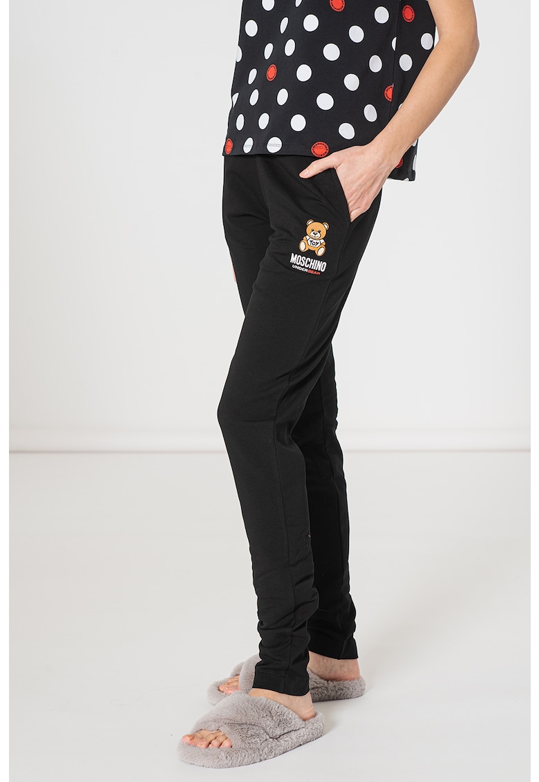 Pantaloni de pijama cu imprimeu logo discret fashiondays.ro