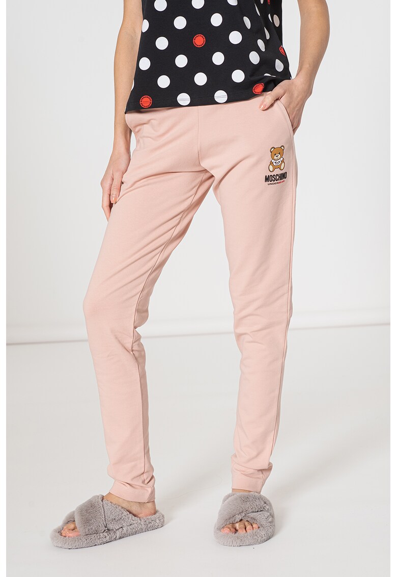 Pantaloni de pijama cu imprimeu logo discret fashiondays.ro