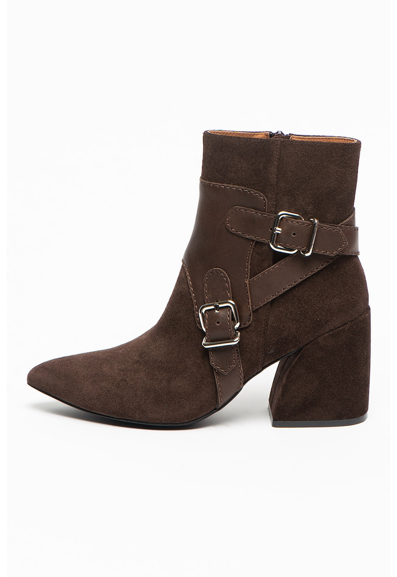 Jeffrey Campbell Botine de piele si piele intoarsa cu toc inalt braxten