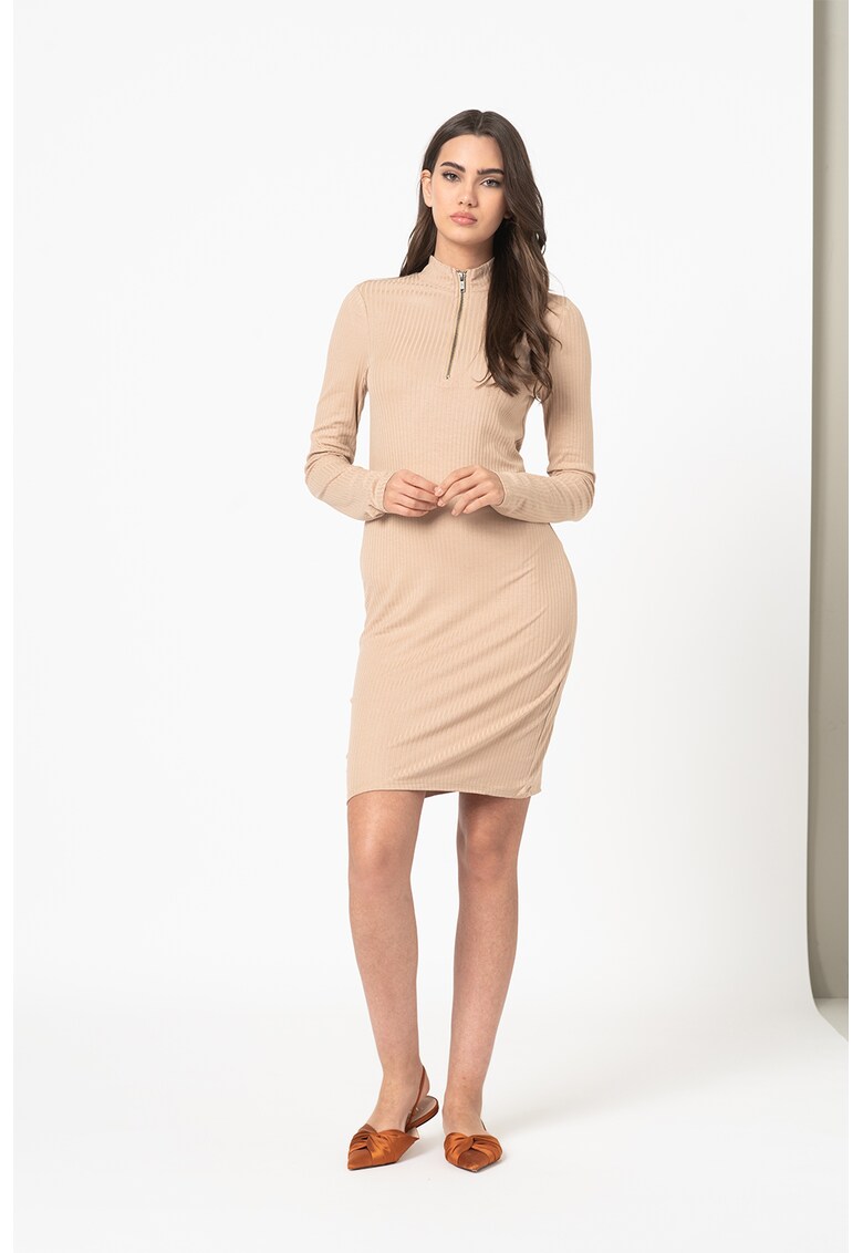 Rochie cu striatii si fenta cu fermoar Riba