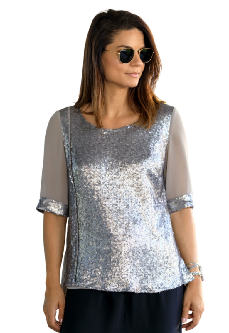 Bluza cu paiete Paula - Gri