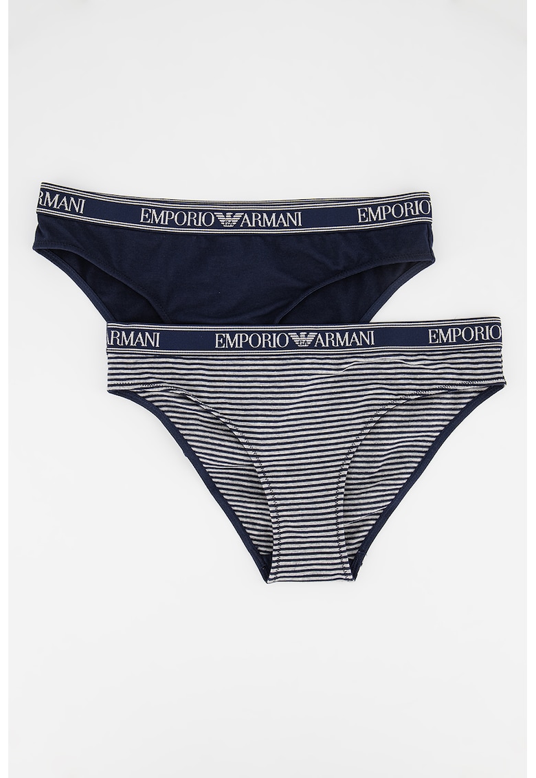 Set de chiloti cu banda cu imprimeu logo in talie – 2 perechi Emporio Armani Underwear imagine noua lenjerie-femei.ro