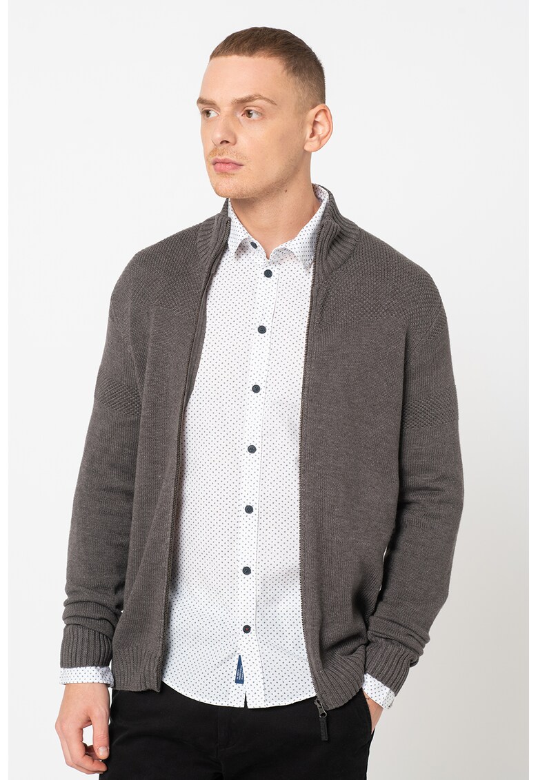 Cardigan tricotat fin cu fermoar Novi