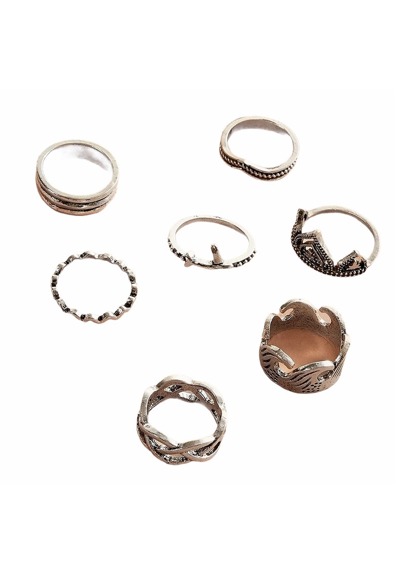 Set 7 inele - argintii - cu avion - Camelia C1 -