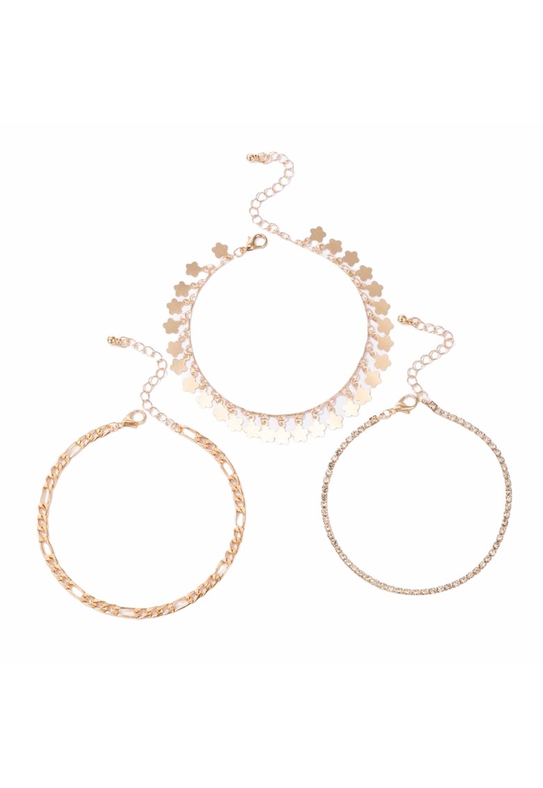 Set 3 bratari de picior - aurii - cu pietre - Aleena C2 -