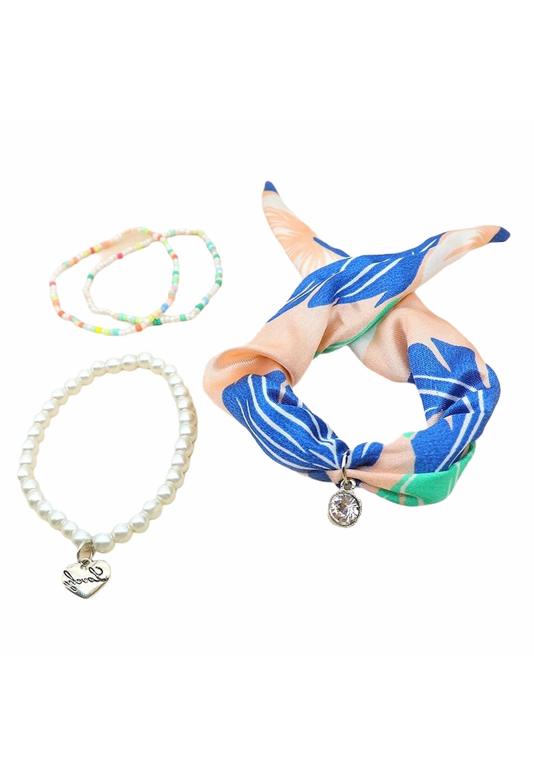 Set 4 bratari - argintii - cu perle si margelute - Betina C3 -