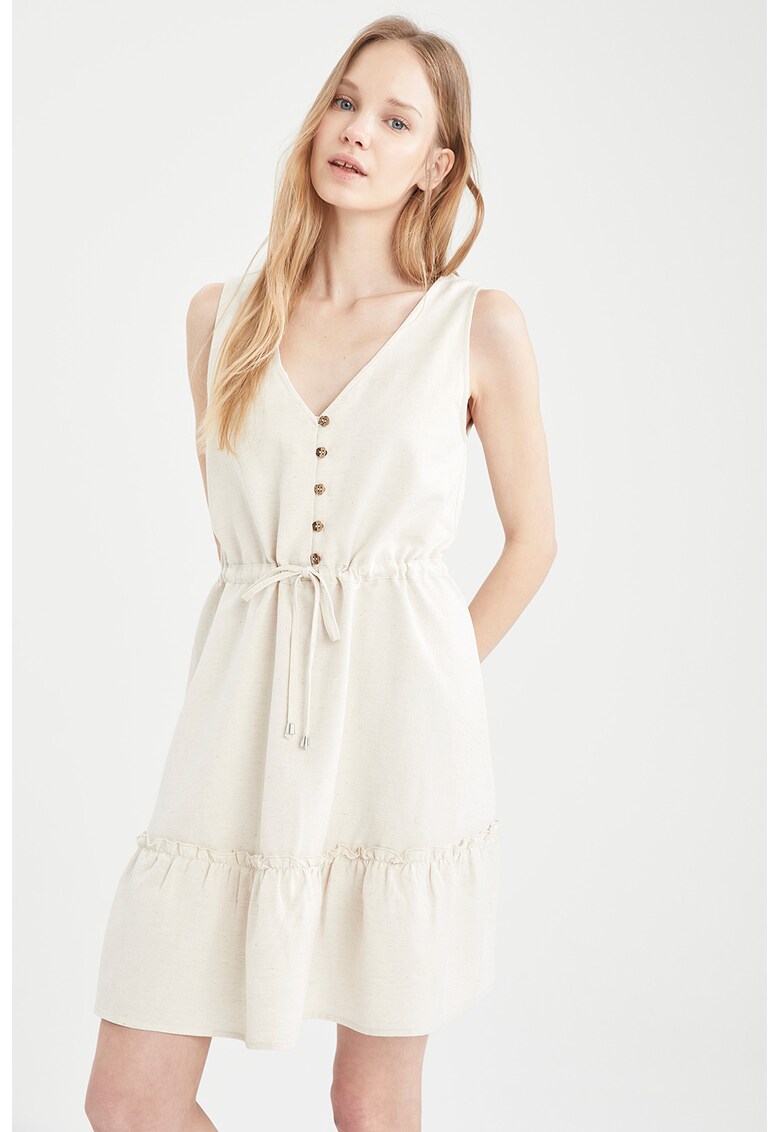 Rochie din amestec de in cu decolteu in V