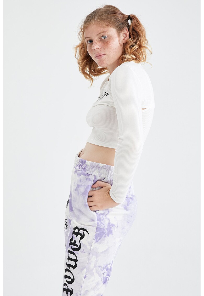 Bluza crop cu maneci lungi si striatii