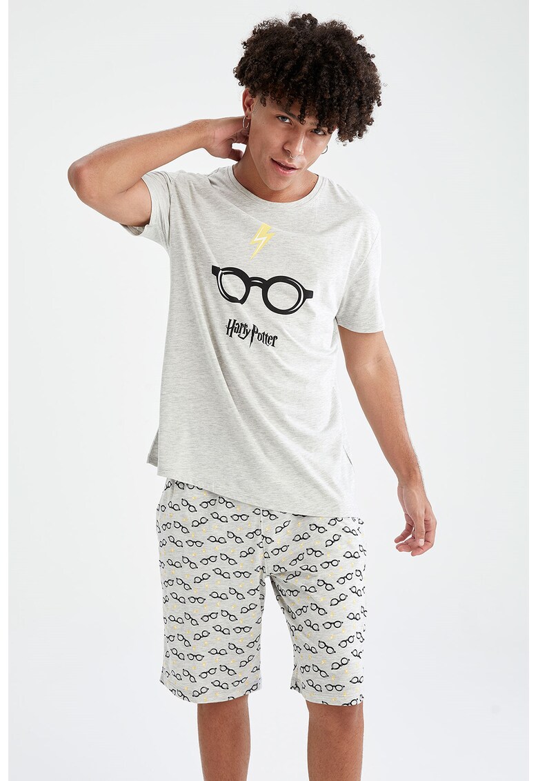 Pijama scurta din amestec de bumbac cu imprimeu grafic de la DeFacto