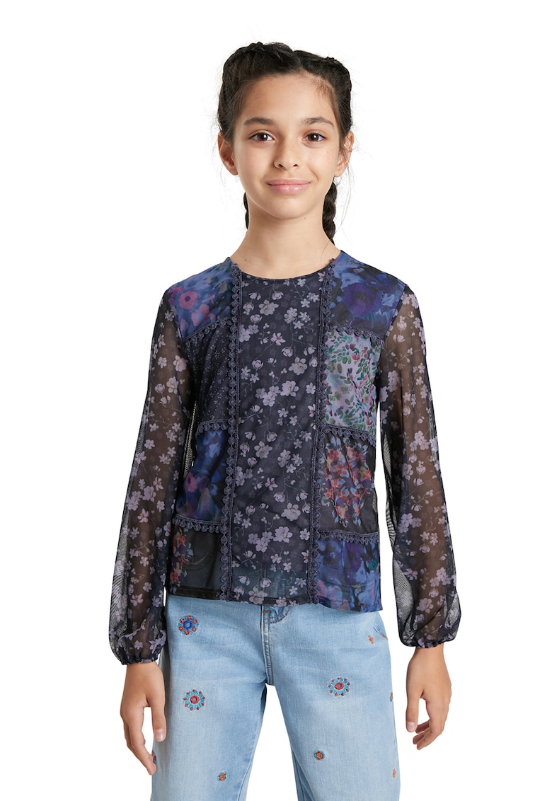 Bluza cu model cu aplicatii - Bleumarin
