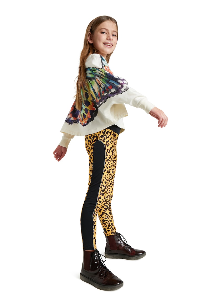 Colanti crop slim fit cu animal print