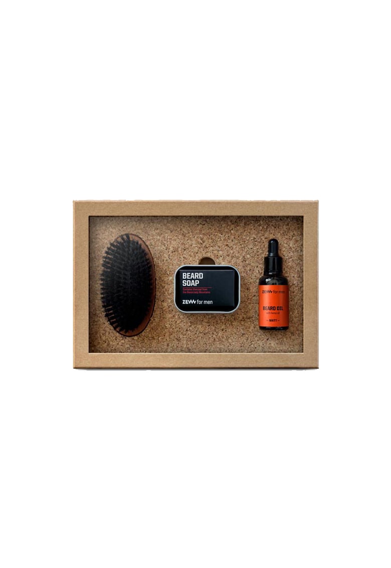 Set pentru ingrijirea barbii Simple Lumberjack HEMP Matt cu ulei de canepa – 4 produse ZEW for Men ACCESORII/Produse