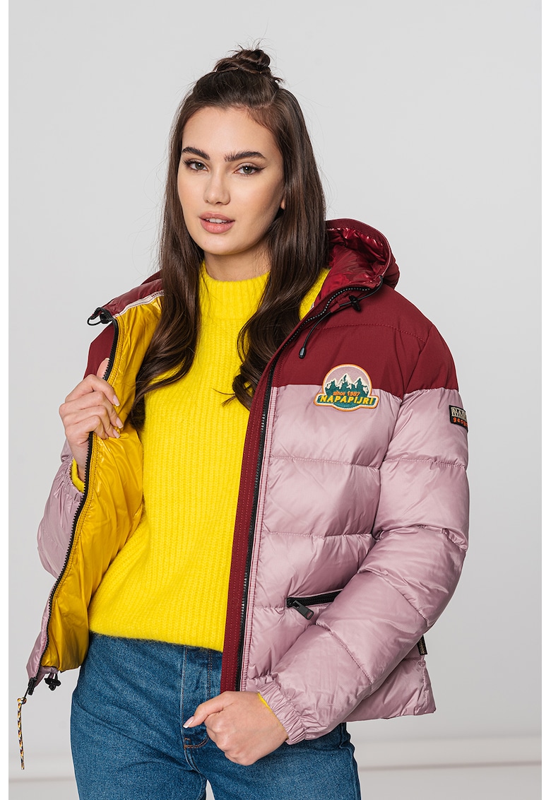 Geaca cu vatelina si gluga Alay - Rosu inchis/Lila