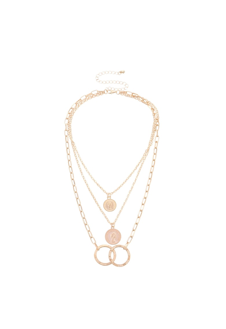 Colier in 3 straturi - auriu - cu banuti - Desire C14 -