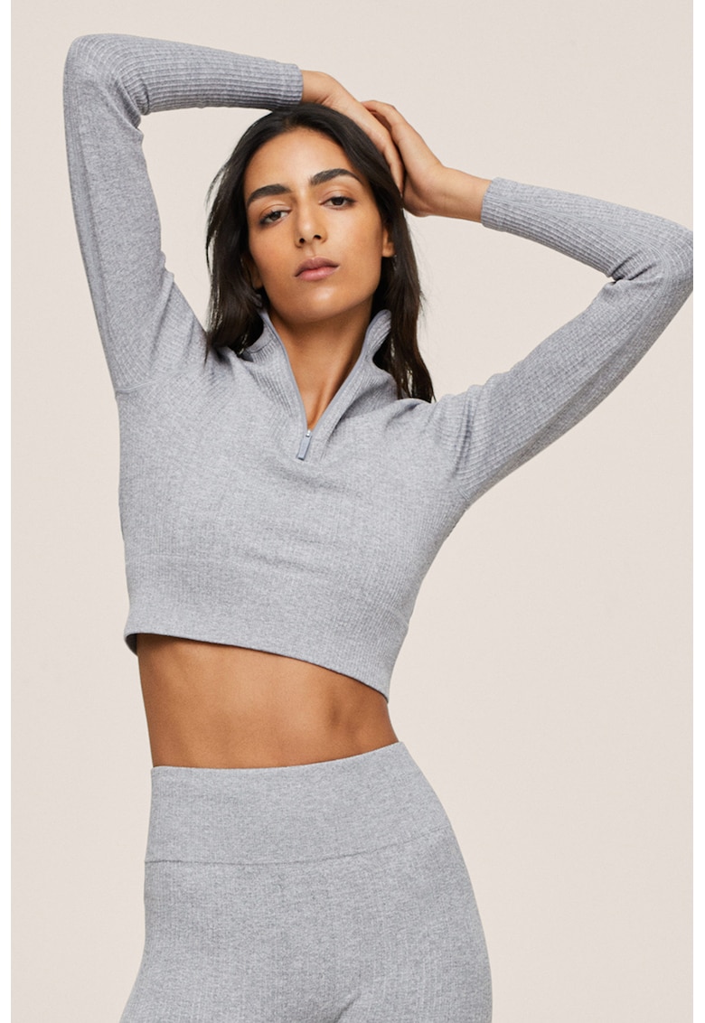 Bluza sport crop cu aspect striat Calima