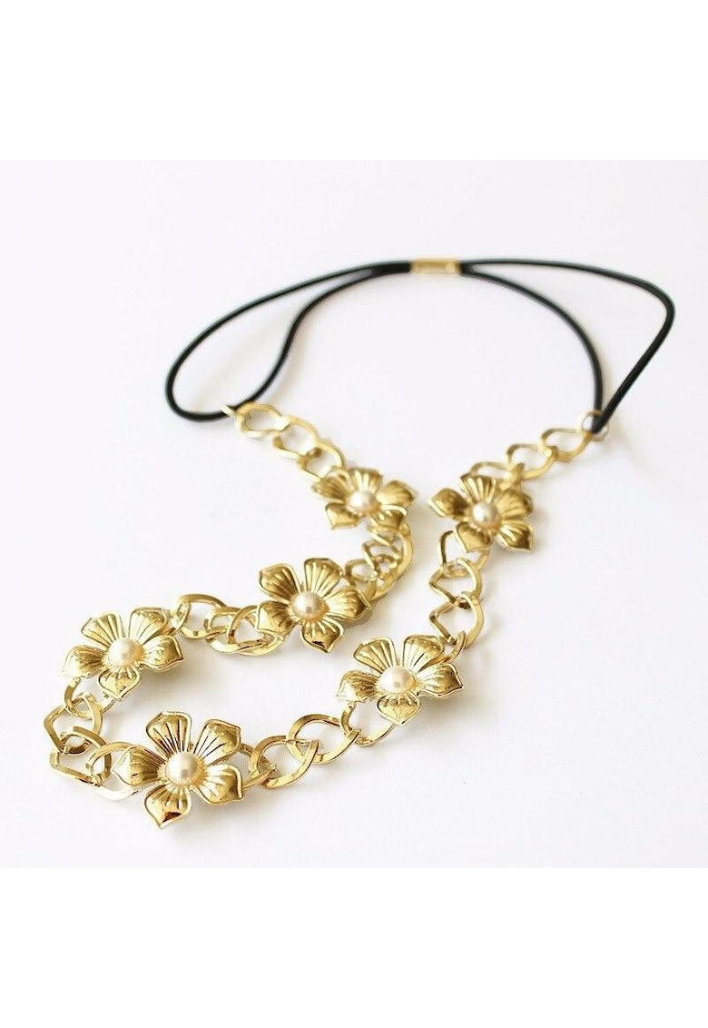 Accesoriu par - auriu - cu floricele si elastic - Anna C5 -