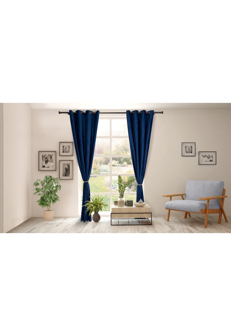 Heinner Home Set 2 draperii catifea - sistem de prindere cu inele metalice - 2 cordoane tip sfoara