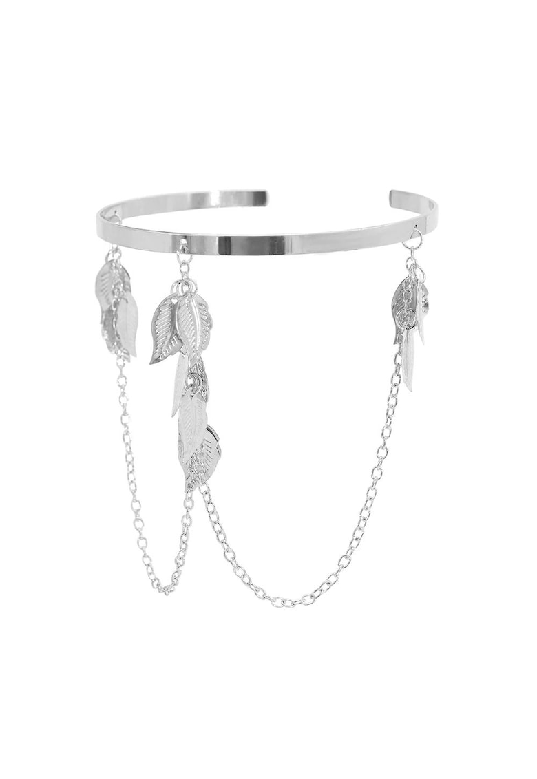 Bratara pentru brat - argintie - cu lanturi si frunzulite - Elly C9 -