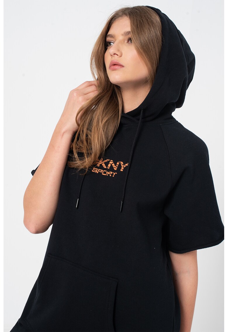 Rochie tip hanorac scurt cu imprimeu logo pentru fitnes DKNY imagine noua gjx.ro