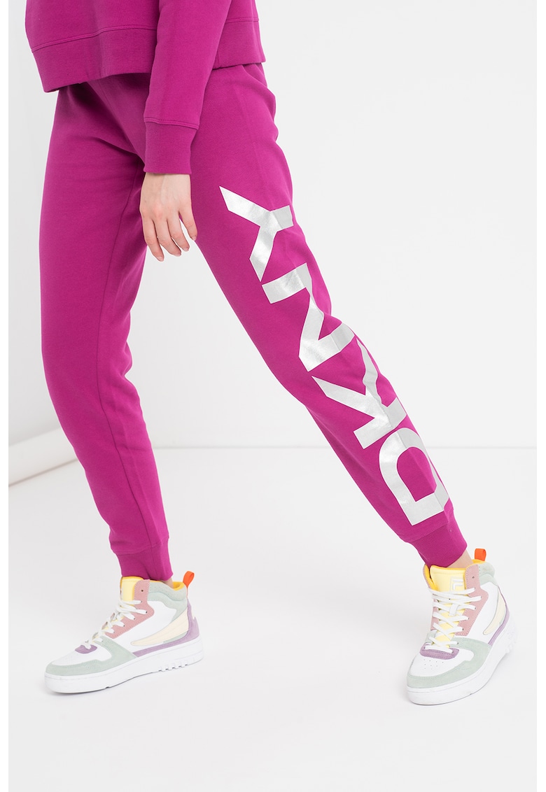 Pantaloni sport cu imprimeu logo pentru fitness DKNY imagine 2022 13clothing.ro