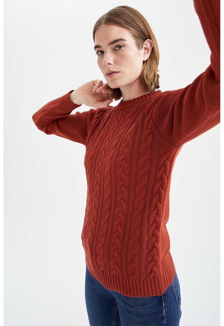 Pulover relaxed fit cu model torsade