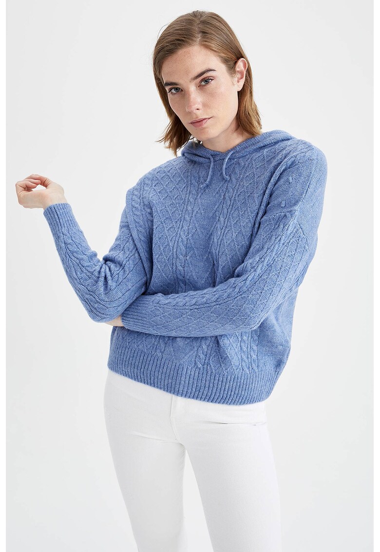 Pulover relaxed fit cu gluga