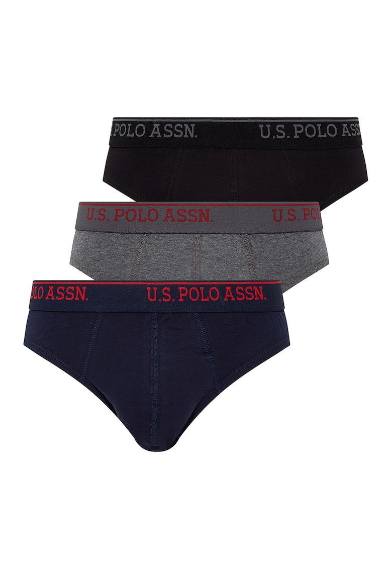 Set de chiloti din amestec de bumbac - 3 perechi - Negru/Gri/Bleumarin