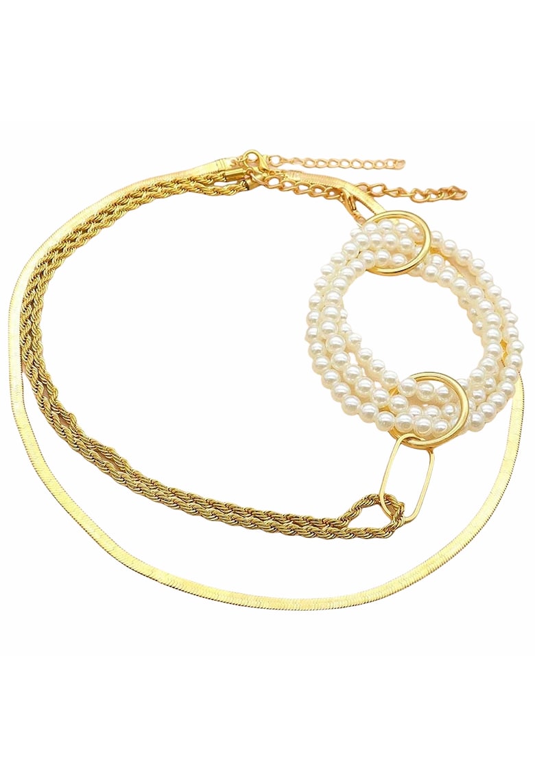 Colier in 2 straturi - auriu - cu perle - Esaias C12 -