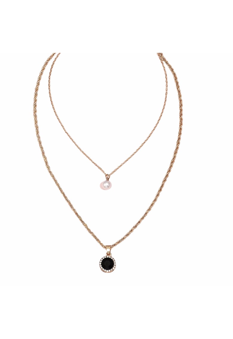 Colier in 2 straturi - auriu - cu perla si pietre - Esma C12 -