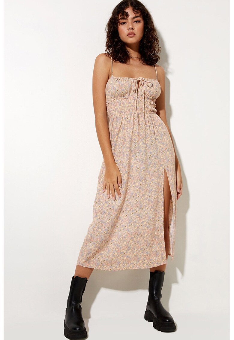 Rochie cu imprimeu si slit lateral Jeyro