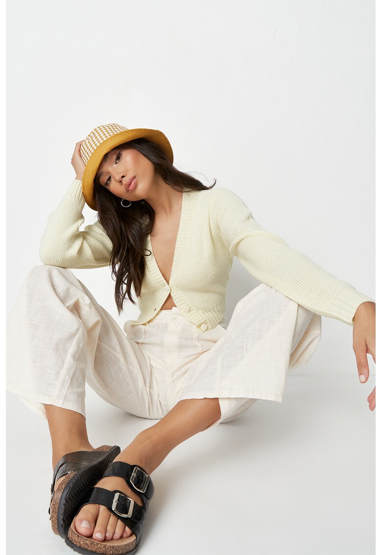 Cardigan crop cu decolteu in V