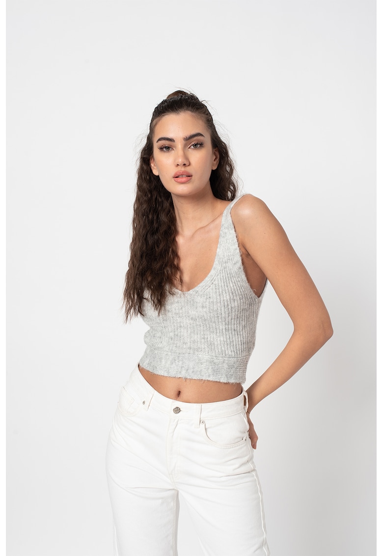 Missguided Top crop tricotat cu decolteu in v