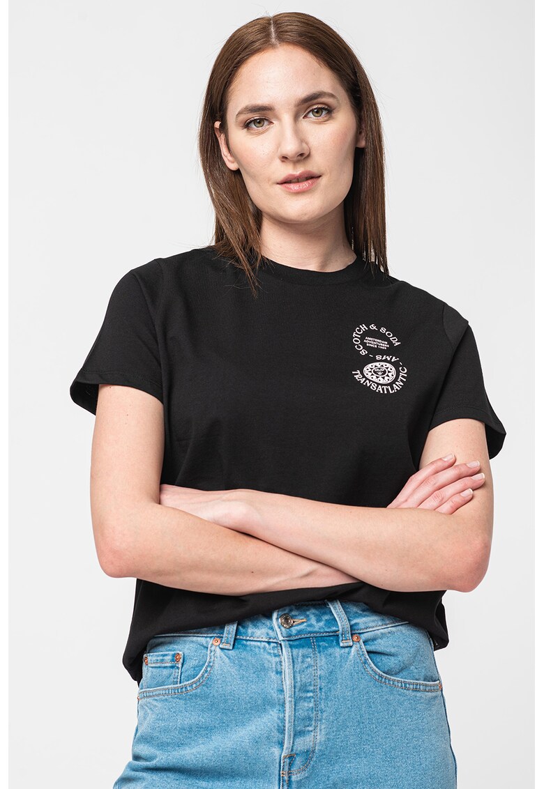 Тениска с органичен памук с цепки на подгъва Maison Scotch