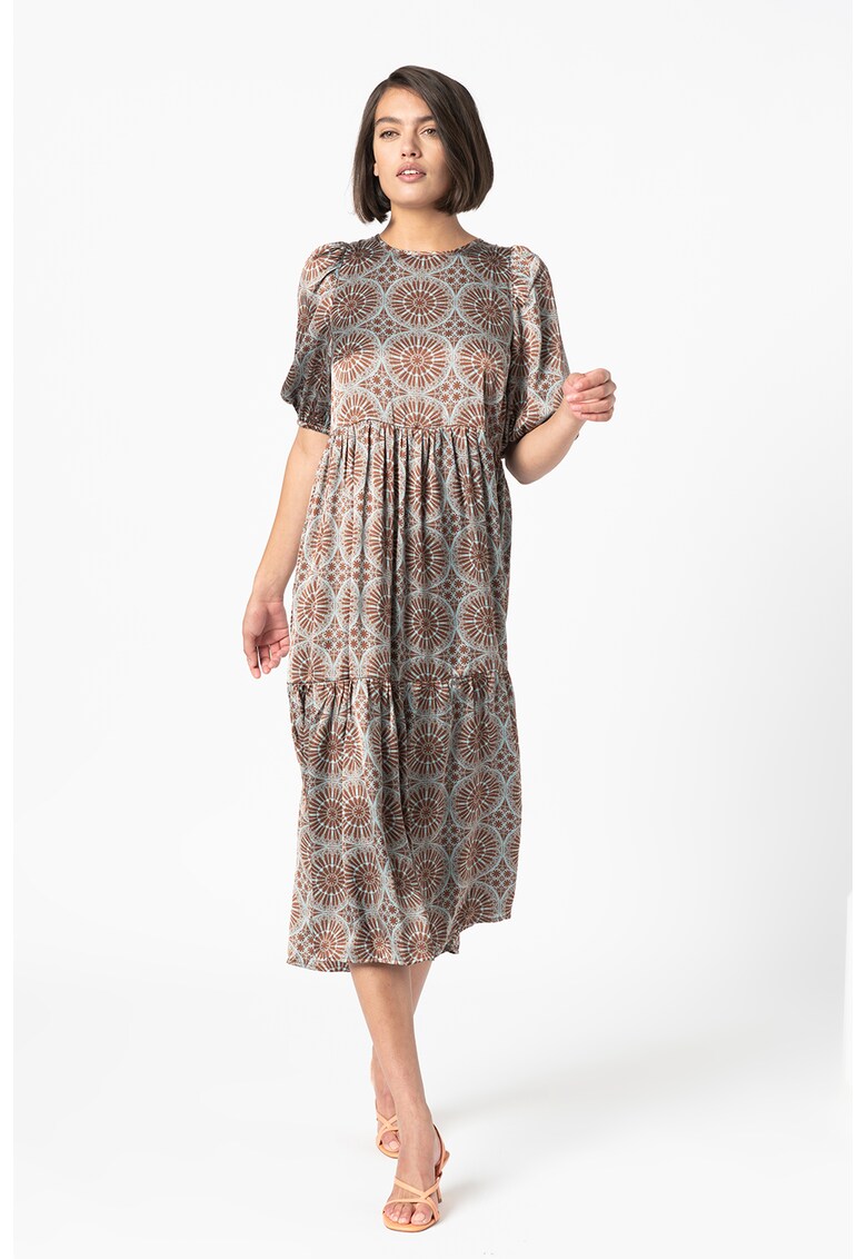 Rochie midi evazata cu model geometric