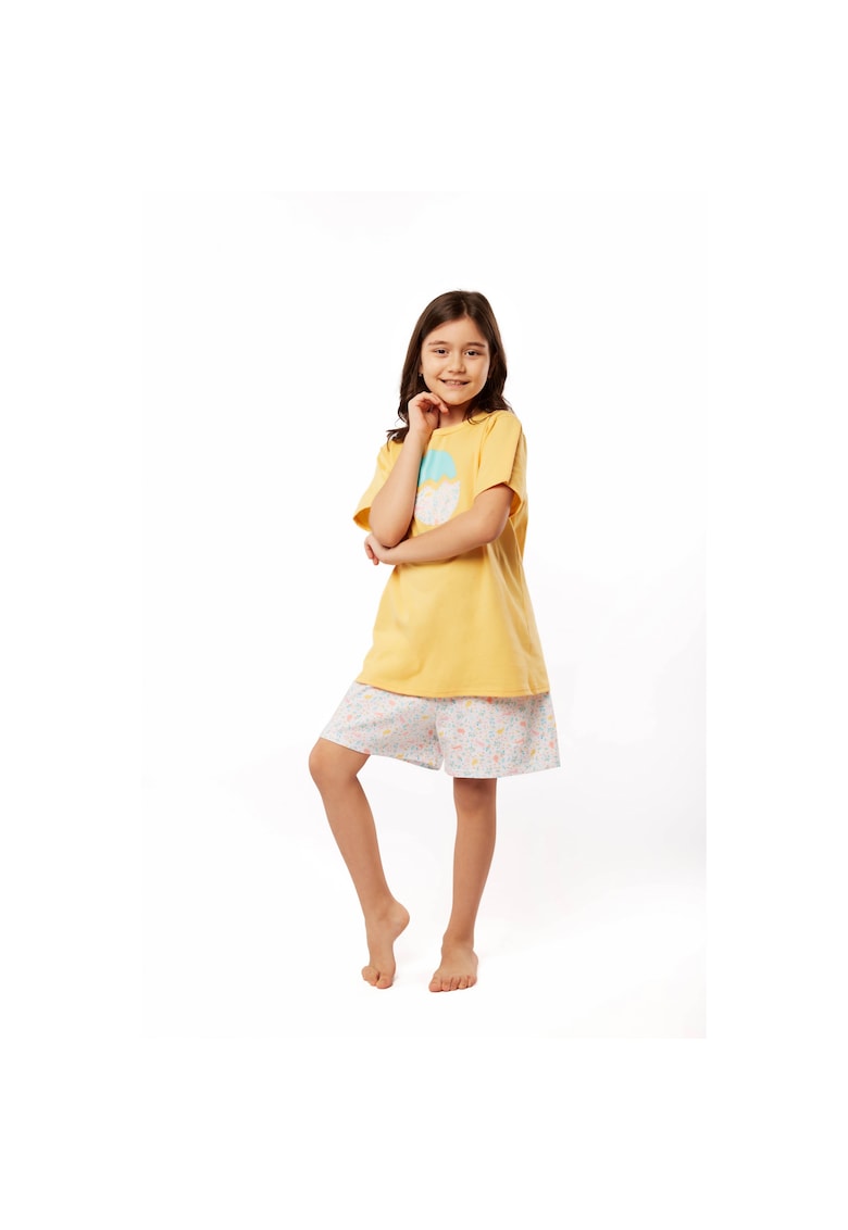 Pijama fetite din bumbac Easter PCV07 - Multicolor