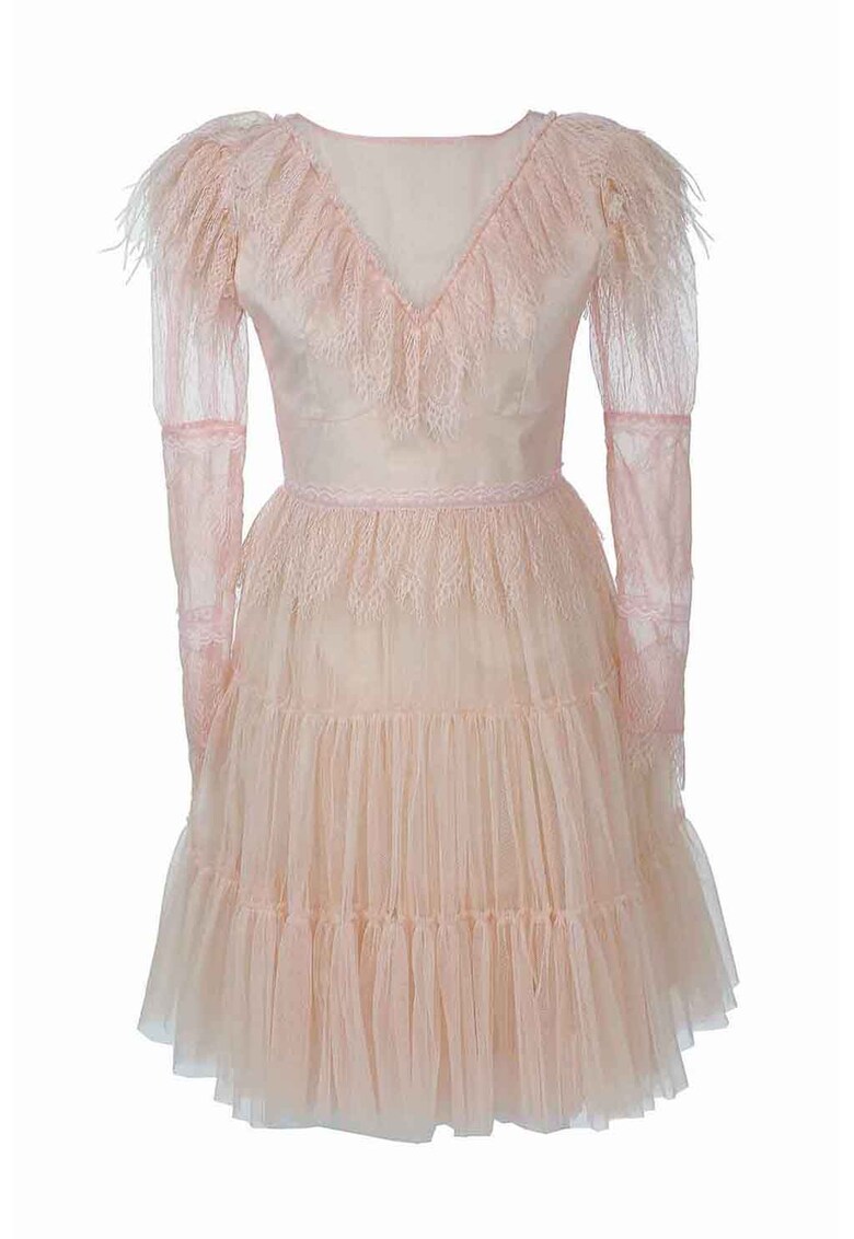 Rochie de tul cu insertii de dantela - Piersica