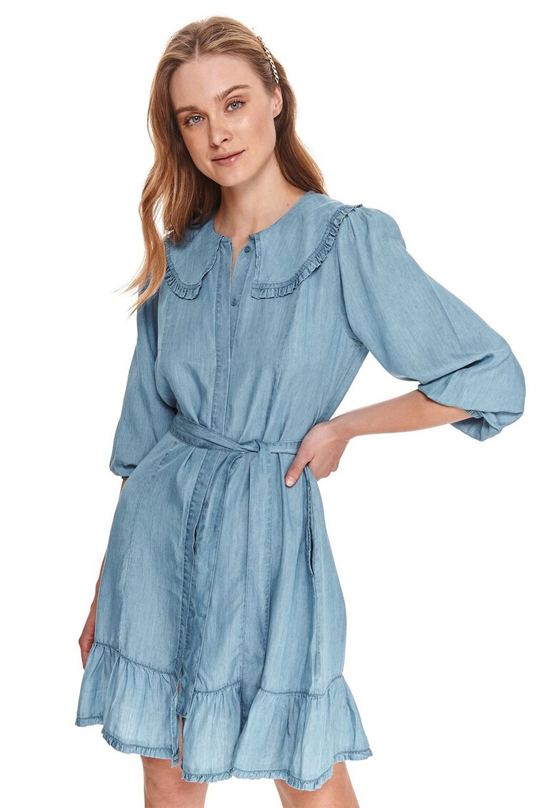 Rochie cu guler baby-doll si terminatie evazata