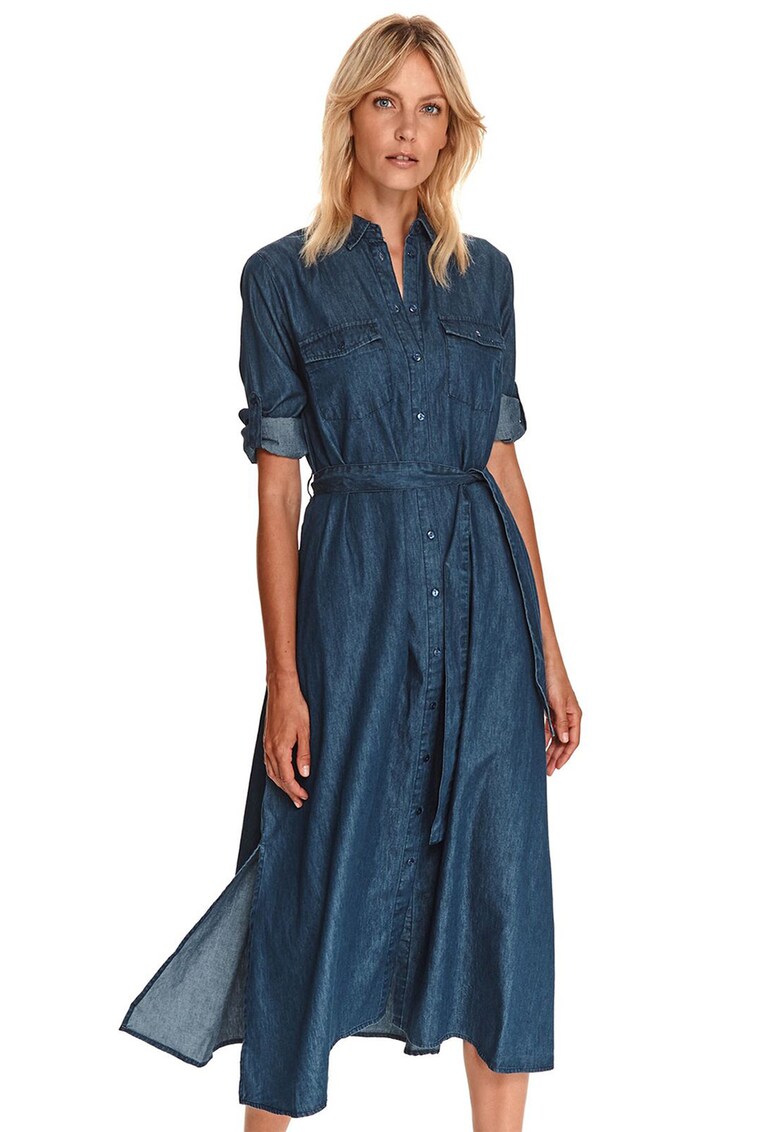 Rochie-camasa midi de denim