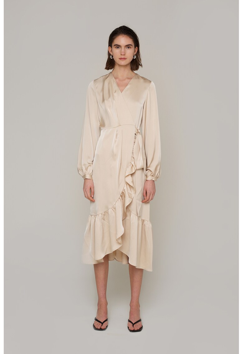 Rochie midi petrecuta cu decolteu in V Shana