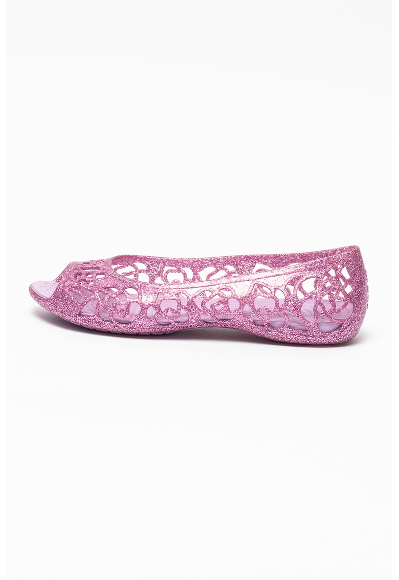Balerini relaxed fit cu varf decupat si aspect stralucitor Isabella - Roz fandango