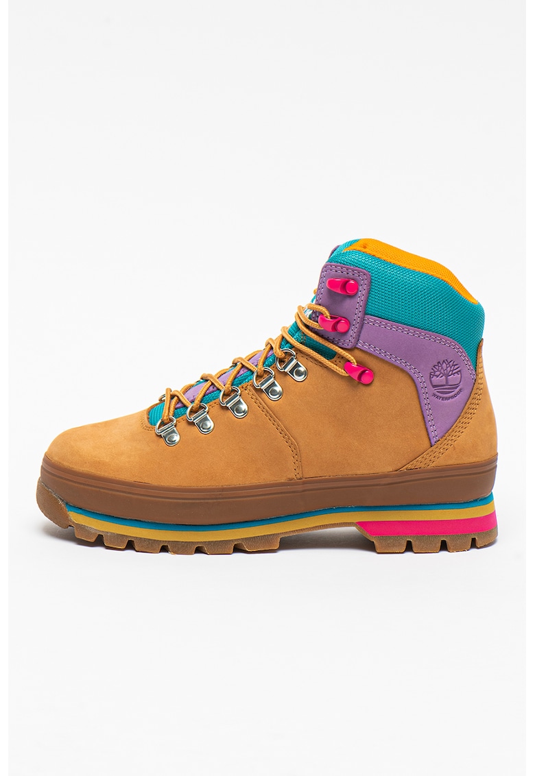 Bocanci de piele nabuc cu model colorblock Euro Hiker