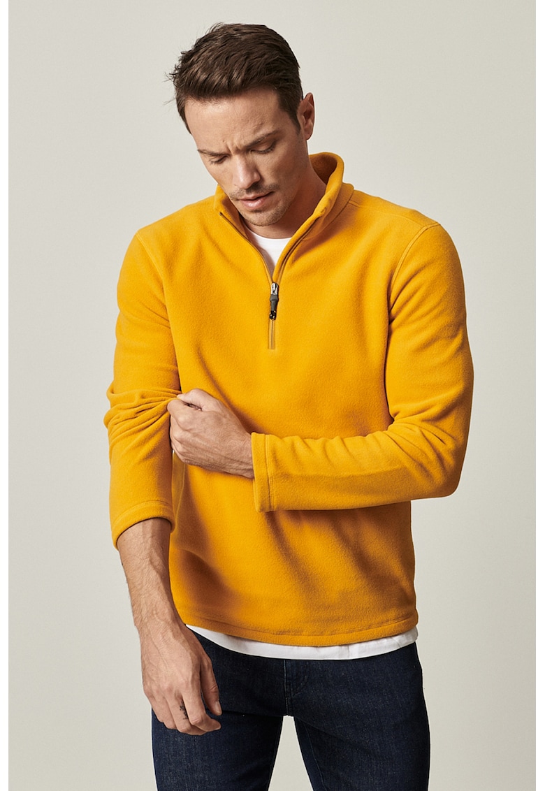 Bluza din fleece cu fenta cu fermoar