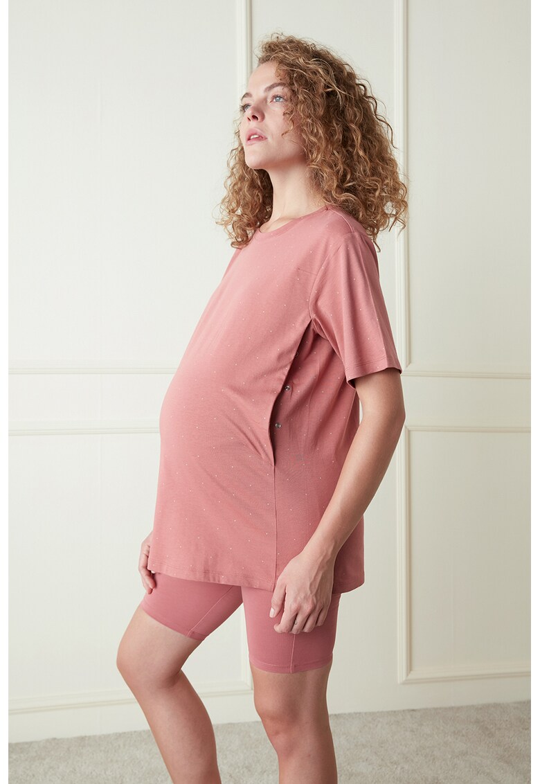 Tricou de pijama cu buline – pentru gravide baie imagine noua