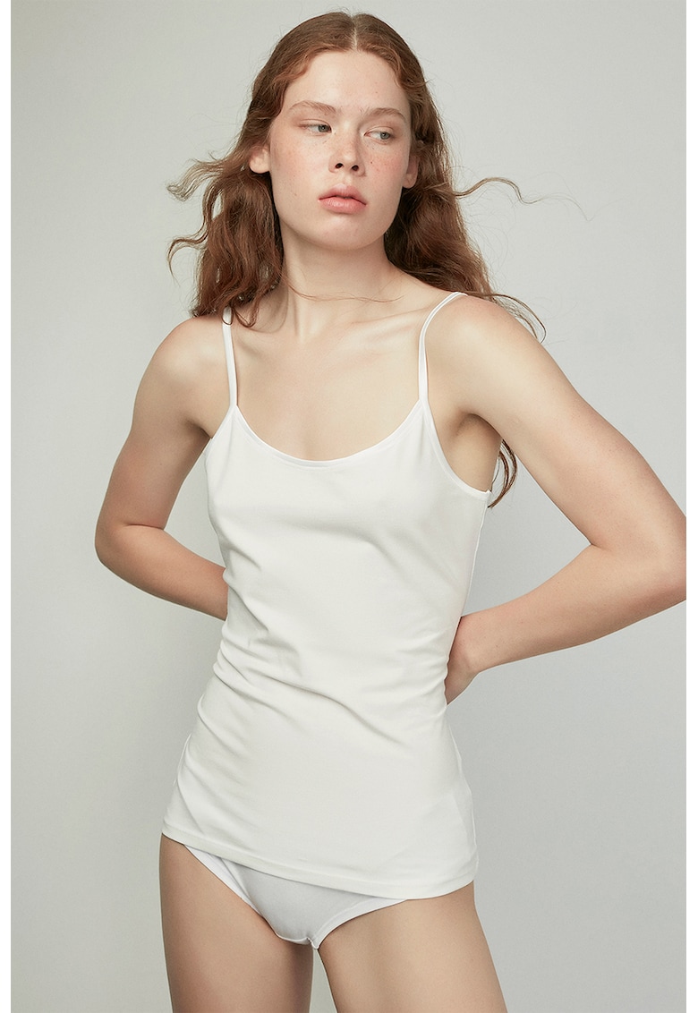 Top din amestec de bumbac - Alb murdar