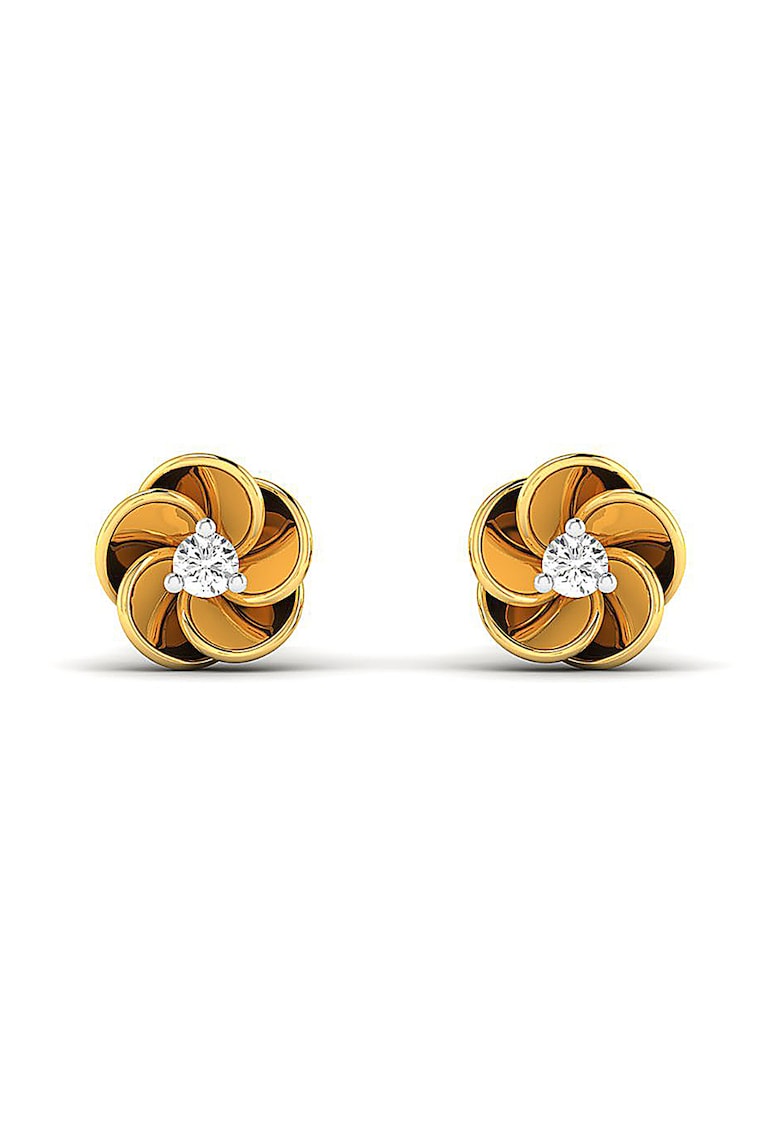 Cercei din aur de 18K cu tija si decorati cu 2 diamante La Reduceri Transport Gratuit Femei 2023-12-04 3