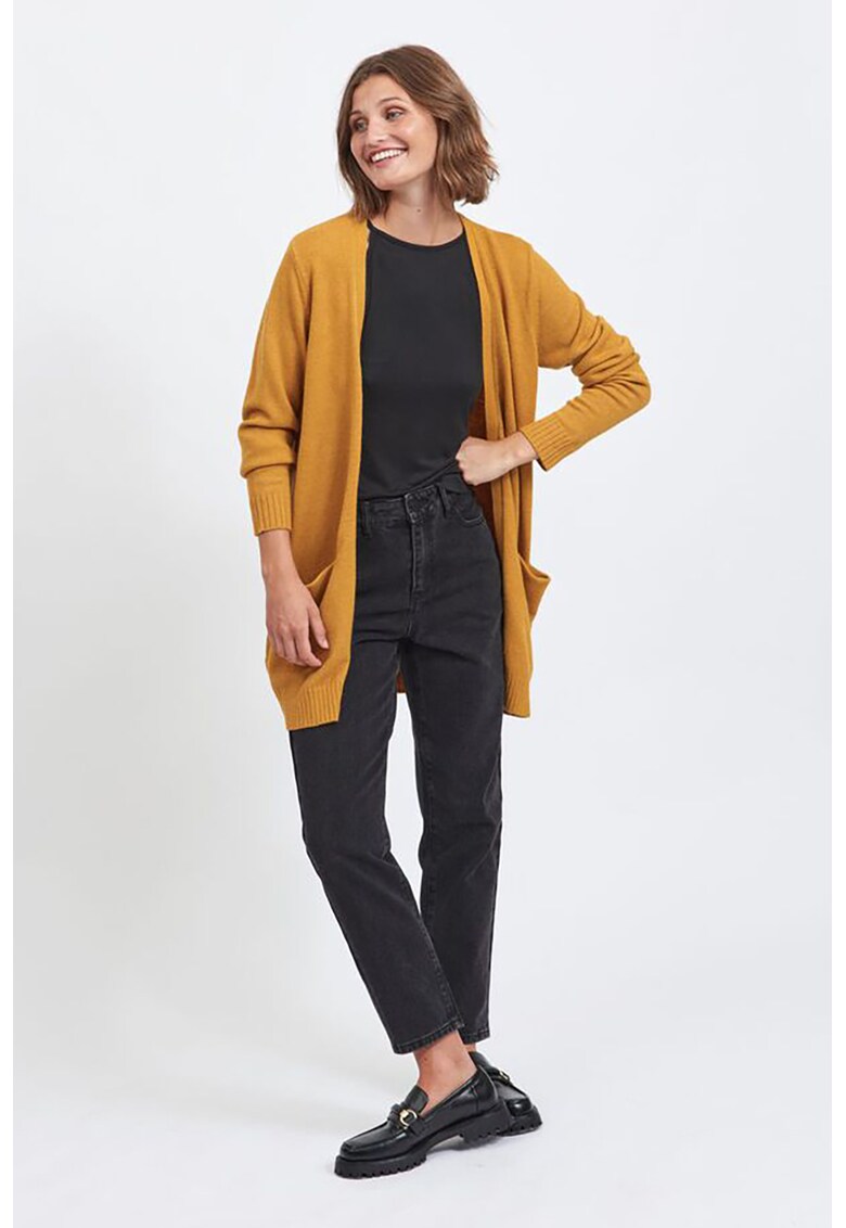 Cardigan tricotat fin cu buzunare frontale