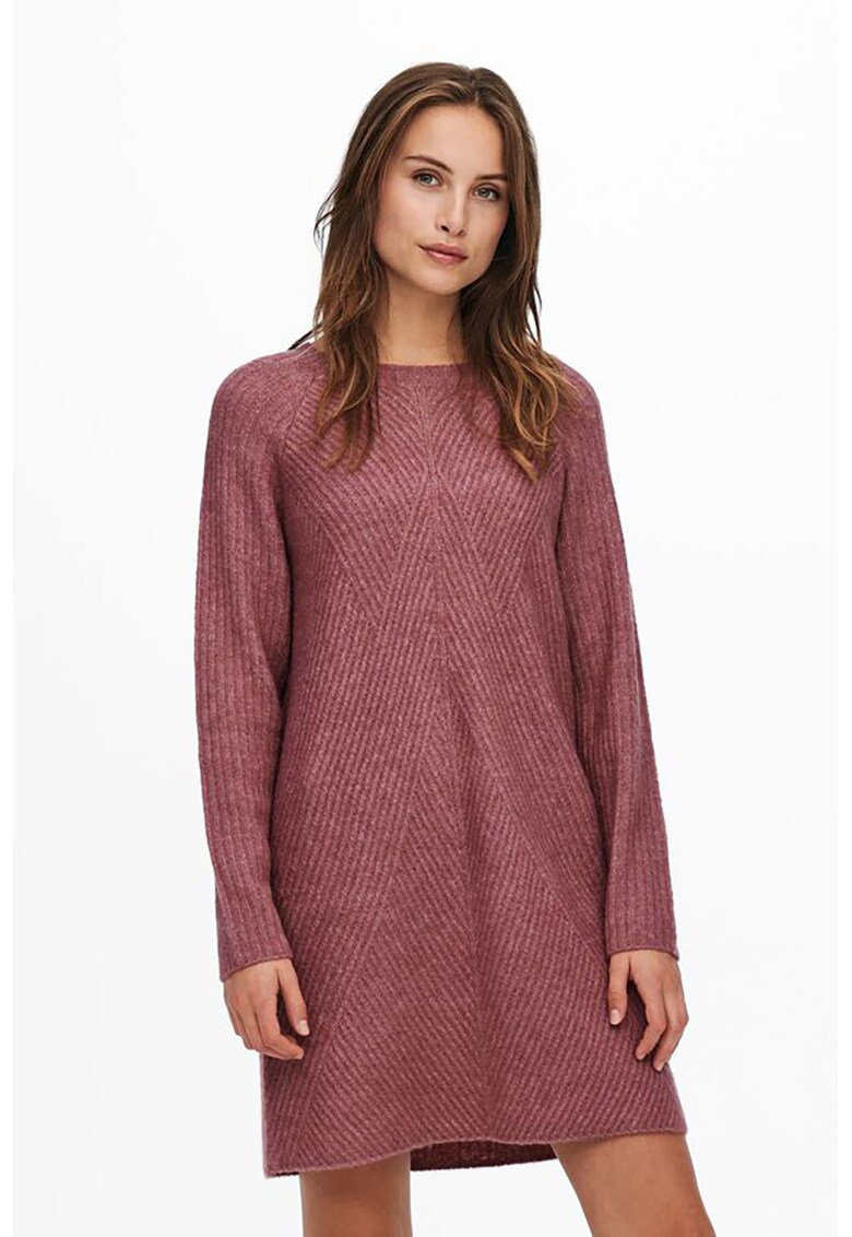 Rochie-pulover cu decolteu la baza gatului si aspect texturat fashiondays imagine noua